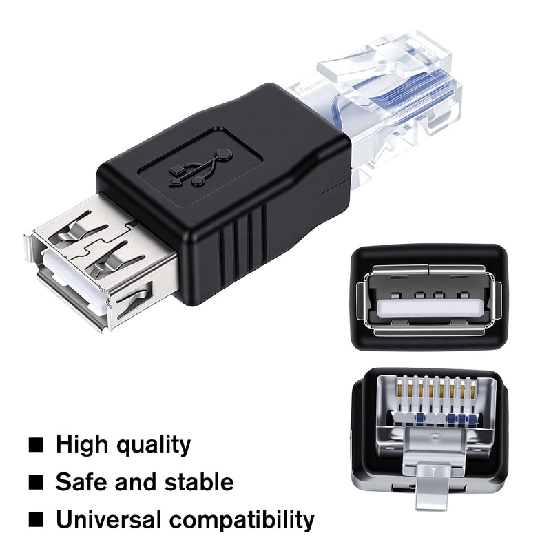 2PCS Ethernet to USB Adapter, RJ45 Internet Male to USB Female Connectorusb toPhone Jack Adapter for Computer Camera/Router/Modem/Surveillance Camera with Network Function