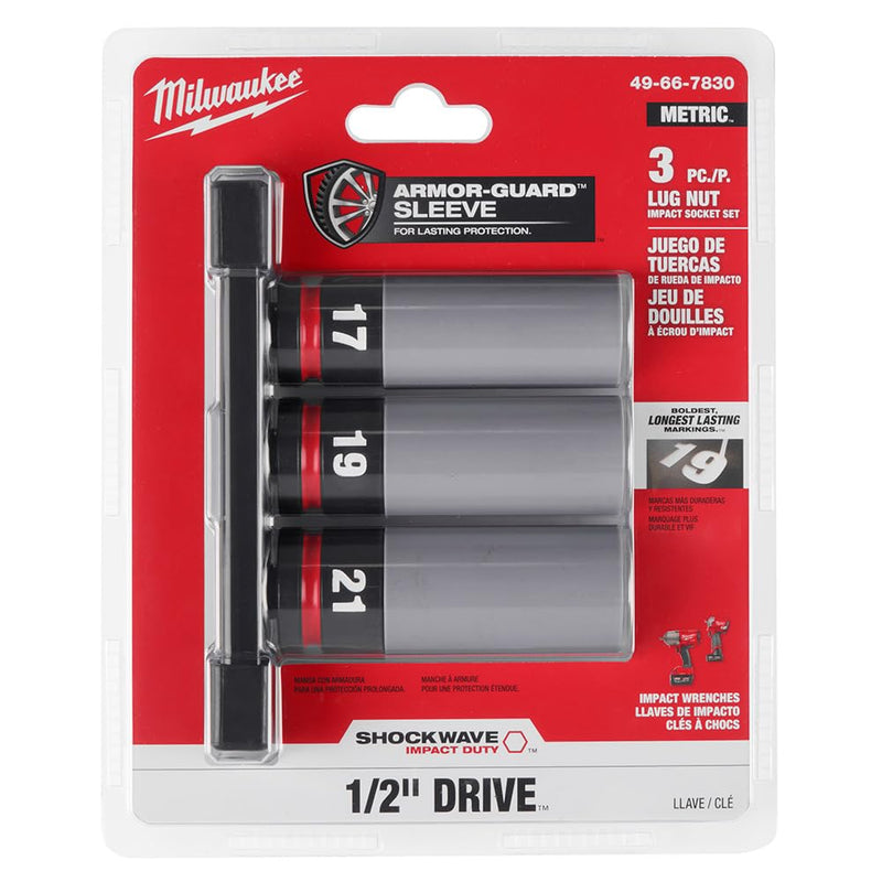 Milwaukee Electric - Shockwave Impact Duty. 1/2 Drive Metric 3PC Lug NU