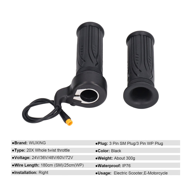 Topyond 20X Full Twist Throttle, Stable E-Bike Throttle, Electric Bike Throttle, Full Twist Throttle Ebike for Scooters and Electric Bicycles with Waterproof Connector and Screwdriver
