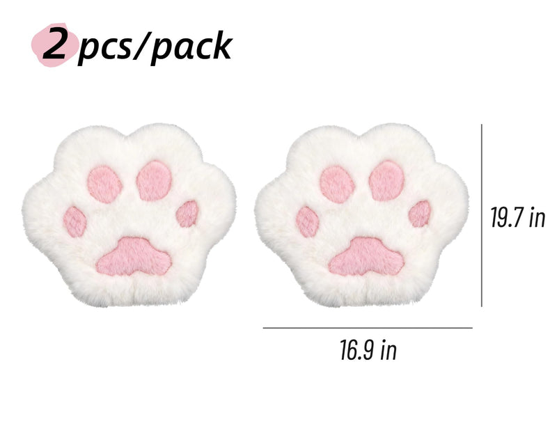 Fluffy Cat Paw Print Car Seat Cover for Universal Faux Sheepskin Fur Car Seat Covers Fuzzy Soft Plush Auto Seat Protector Pad (Pink, 2pcs Front Seat Cushions) Pink