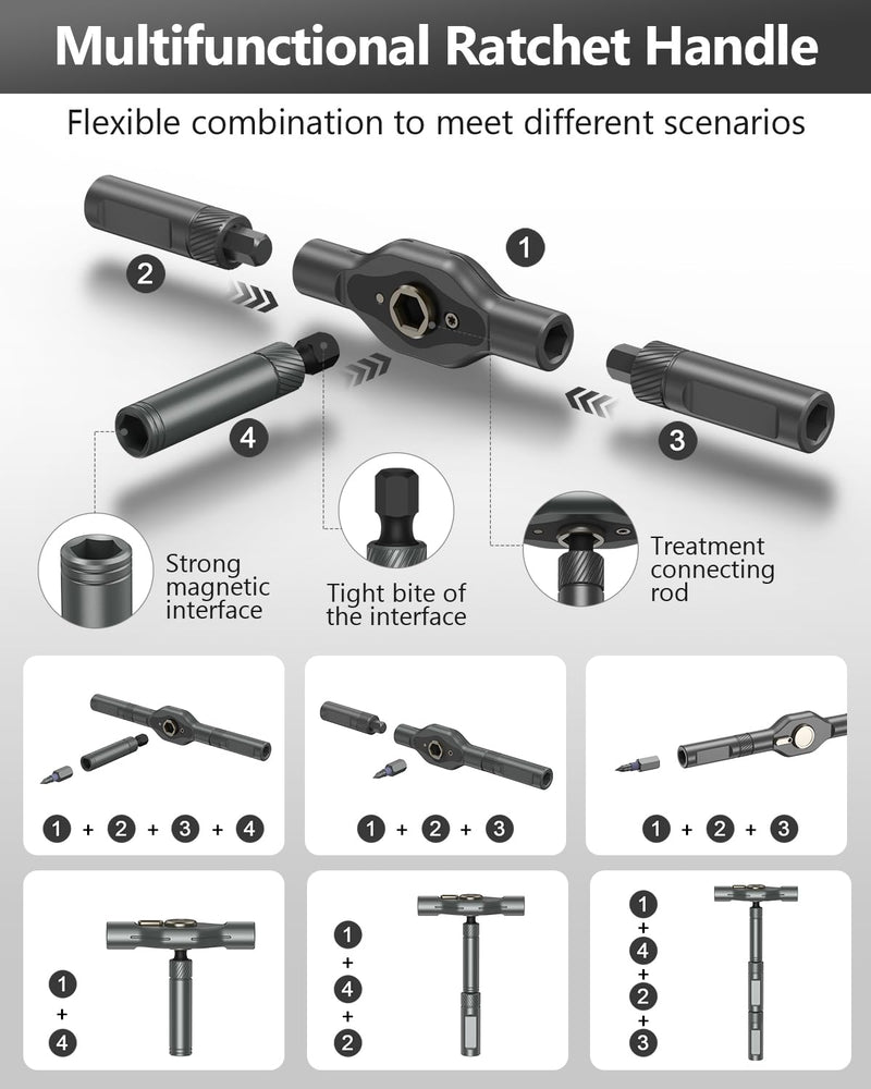 ORIA 42 in 1 Screwdriver Set, Magnetic Ratchet Screwdriver Kit with Ratchet Handle, 40 Precision Bits, DIY Repair Tool Kit for Electronics, Bike, Furniture, Computer, Phone Black