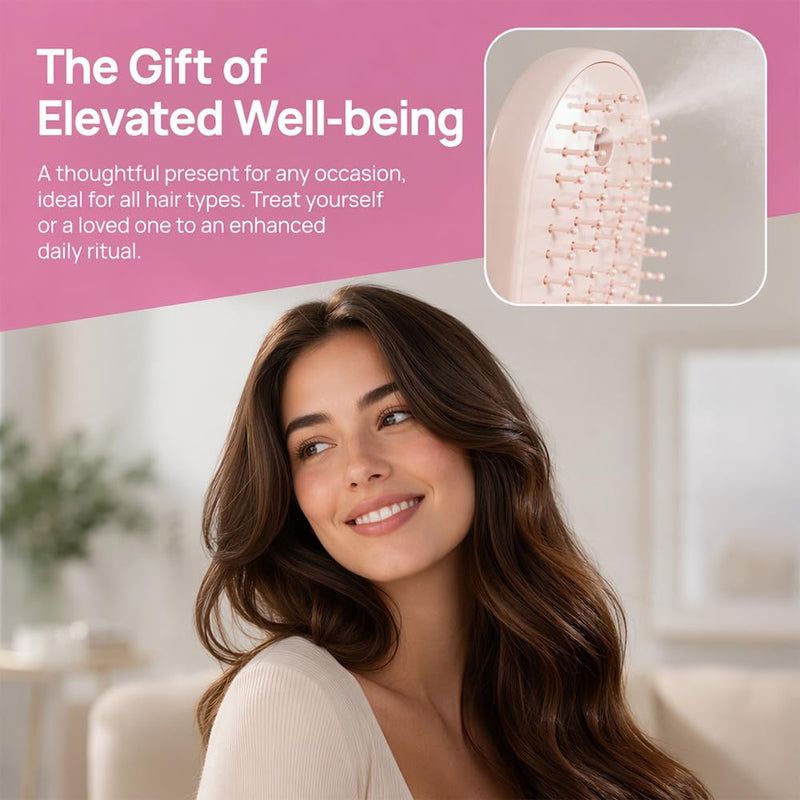  [AUSTRALIA] - Electric Spray Air Cushion Massage Comb, Rechargeable Detangling & Anti-Frizz Hair Brush, Hair Brush with Water Spray, Self-Cleaning Anti-Tangle, Steam Hair Straightener for Wet & Dry Hair(Pink)