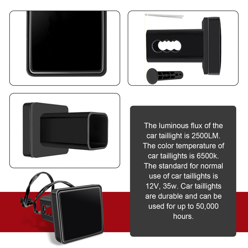 MLY 1 PC 15 LED Hitch Cover, Waterproof Trailer Hitch Cover, Square Tow Tail Light, Universal Brake Light Fit for 2 Inch Towing Receiver (Black)