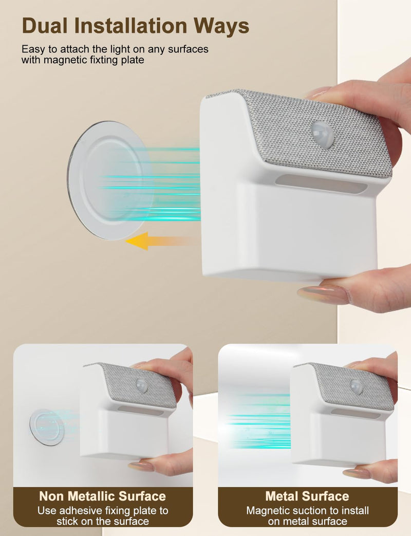 Linkage Stair Lights Motion Sensor Indoor, Magnetic Stick-On LED Wall Light, Dimmable Warm White Light, Rechargeable Motion Activated Light, for Hallway, Bedroom, Stairs, Kitchen 3 Pack