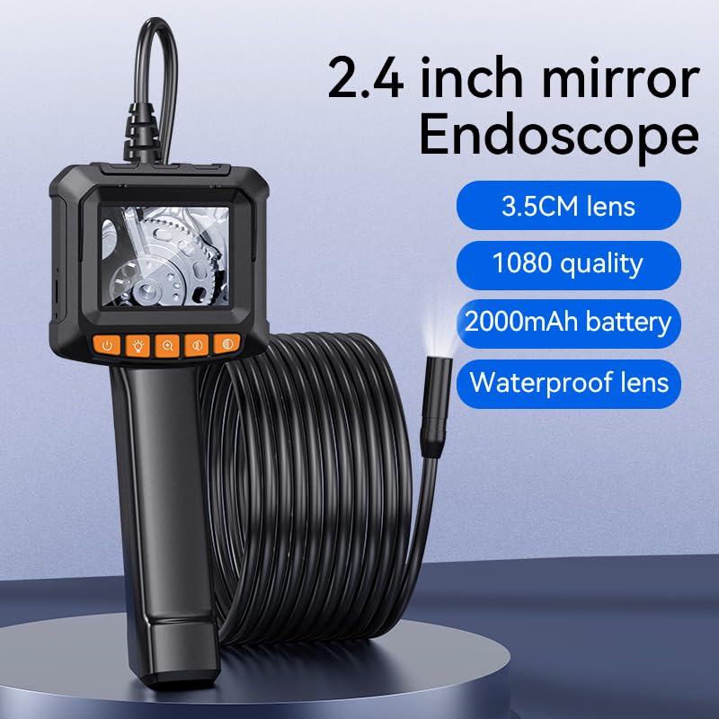 Dual-Lens Endoscope Camera with Light - 2.4" LCD Screen Inspection Cameras,IP67 Waterproof Borescope,HD 1080P Endoscope Camera 16.5ft Semi-Rigid Cord for Sewer,Gifts for Men Tools and Gadgets