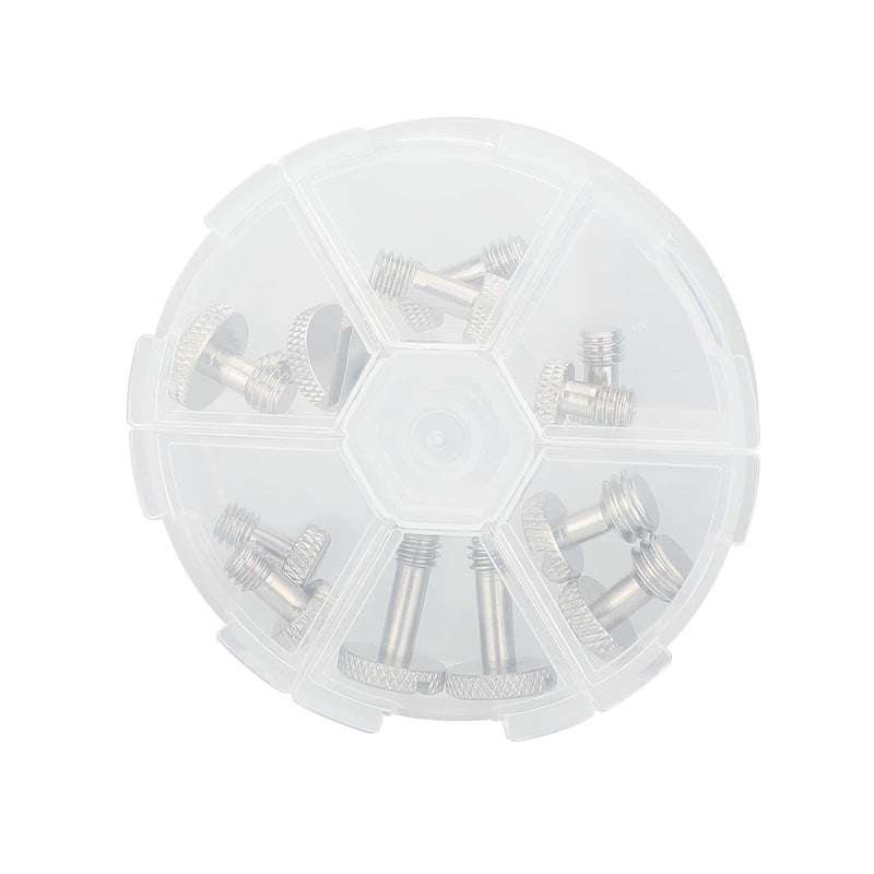 CAMVATE 1/4"-20 & 3/8"-16 Slotted Screw Bolt Assortment Brass Nickel Made with Plastic Storage Case for Camera Quick Release Plate (12 Pieces) - 3033