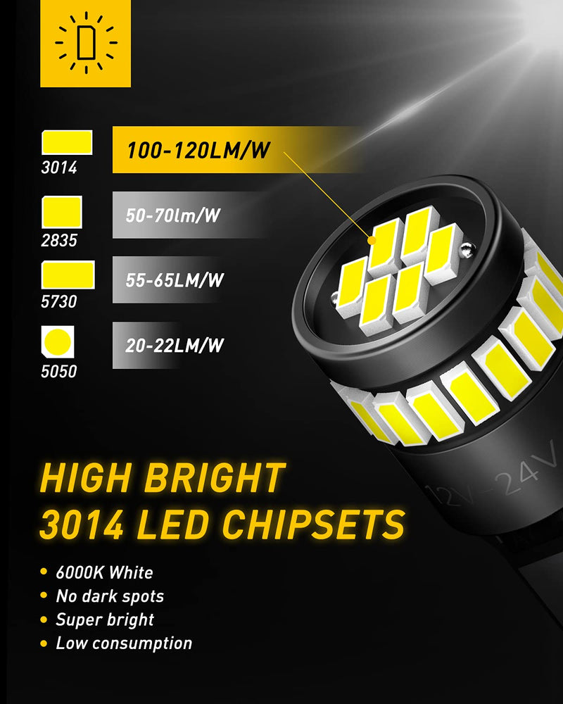 AUXITO 194 LED Light Bulb 6000K White 168 2825 W5W T10 Wedge 24-SMD 3014 Chipsets LED Replacement Light Kit Error Free for Car Interior Dome Map Door License Courtesy Dash Lights, Pack of 10 Xenon White