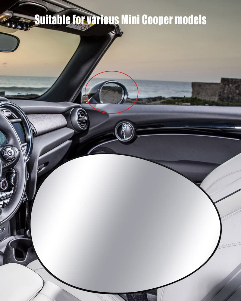 Passengers Right Side Heated Mirror Glass Fit for Mini Cooper 2007-2015 Replace 51169803192 51162755626, Rearview Convex Glass with Rear Holder Passengers Right Side Mirror Glass