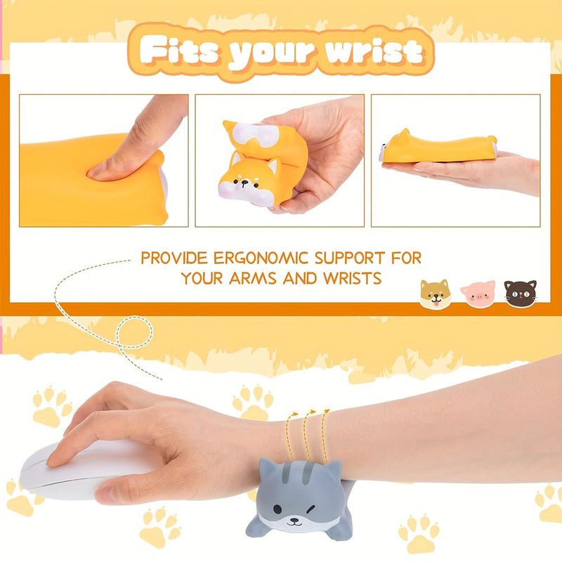 Cute Mouse Wrist Rest Mouse Pad Keyboard Computer Elbow Support Pad Suitable for Laptops, Desks, and Office Supplies (Gray Cat) Gray Cat