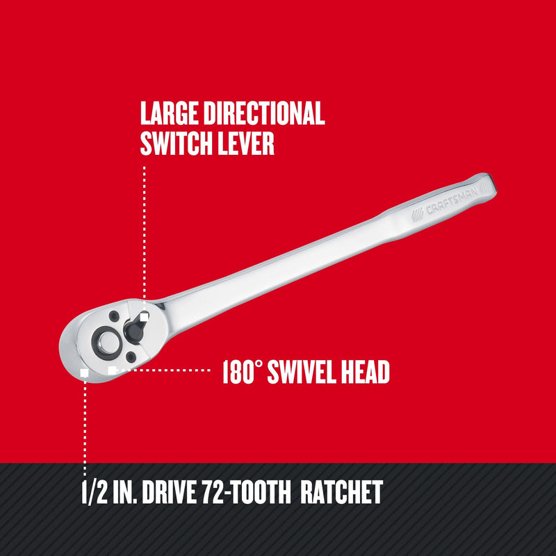 Craftsman Ratchet, Pear Head Long Handle, SAE, 72-Tooth, 3/8-Inch (CMMT99427)