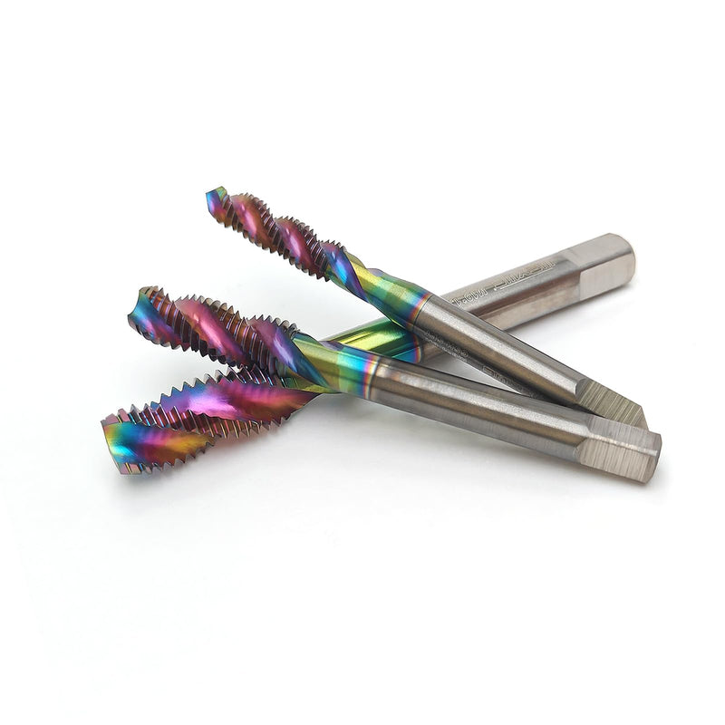 Tools DLC Coating Spiral Flute Taps High Speed Steel (HSS) 3 Flutes Machine Screw Tap Set Metric M2 M2.5 M3 M4 M5 M6 M8 M10 M12 Thread Tapping Tool 9cps M2 M2.5 M3 M4 M5 M6 M8 M10 M12 Set 9PC