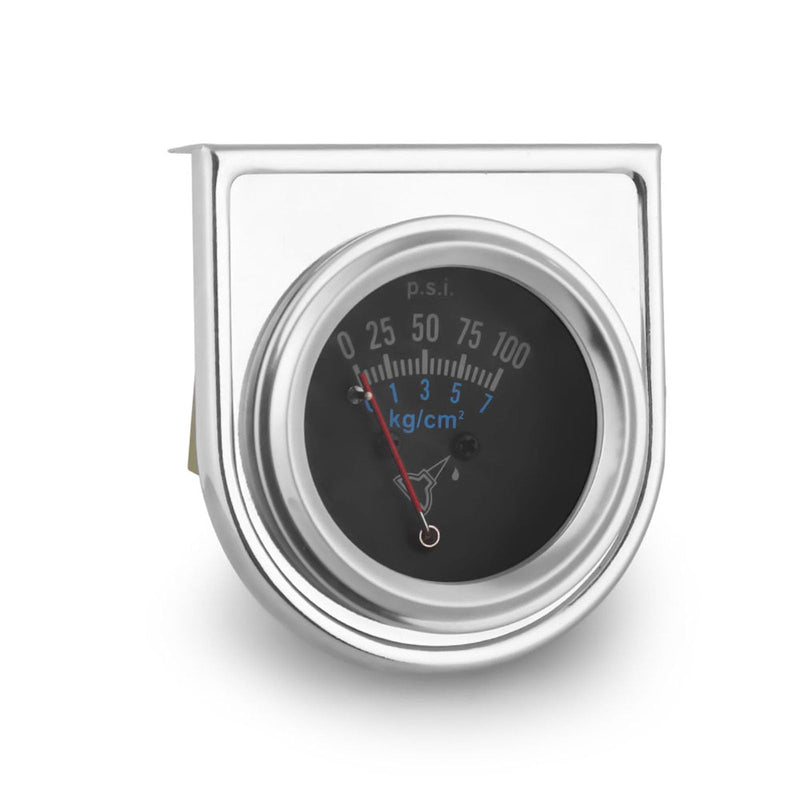 2''52mm Mechanical Oil Pressure Gauge Kit,0-100 PSI,0-7kg/cm², Universal Fit with M8*1 Threads,Chrome,Black