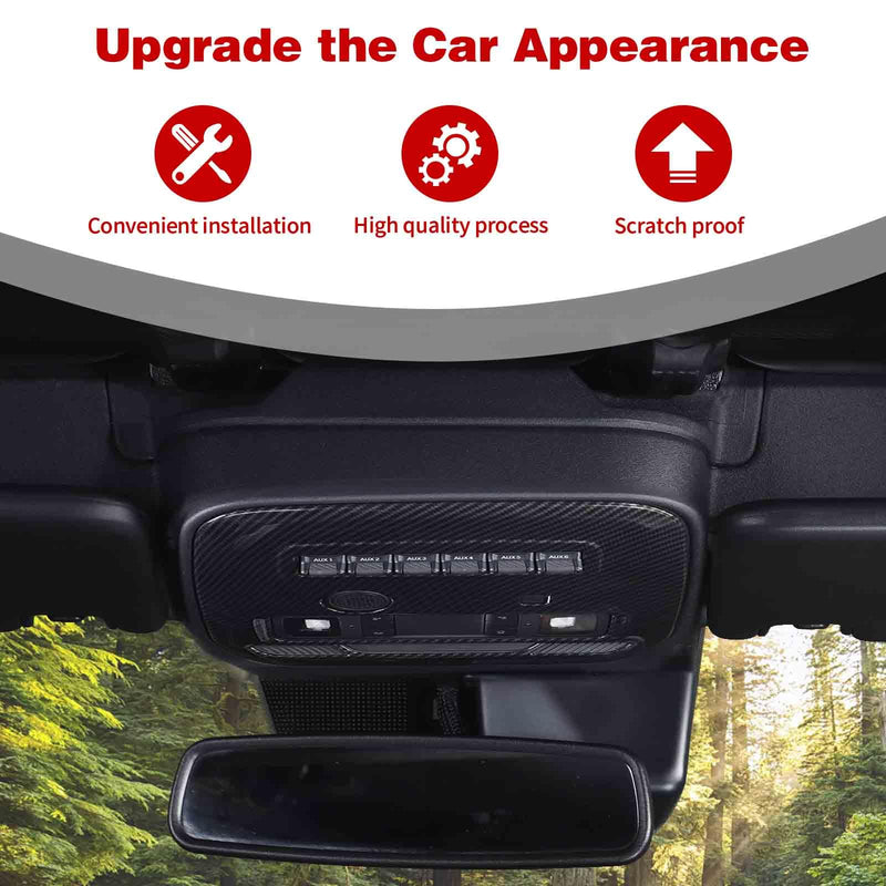 for Bronco Overhead Console Panel Map Light Trim Cover Compatible with Ford Bronco 2021 up Black Carbon Fiber Interior Accessories