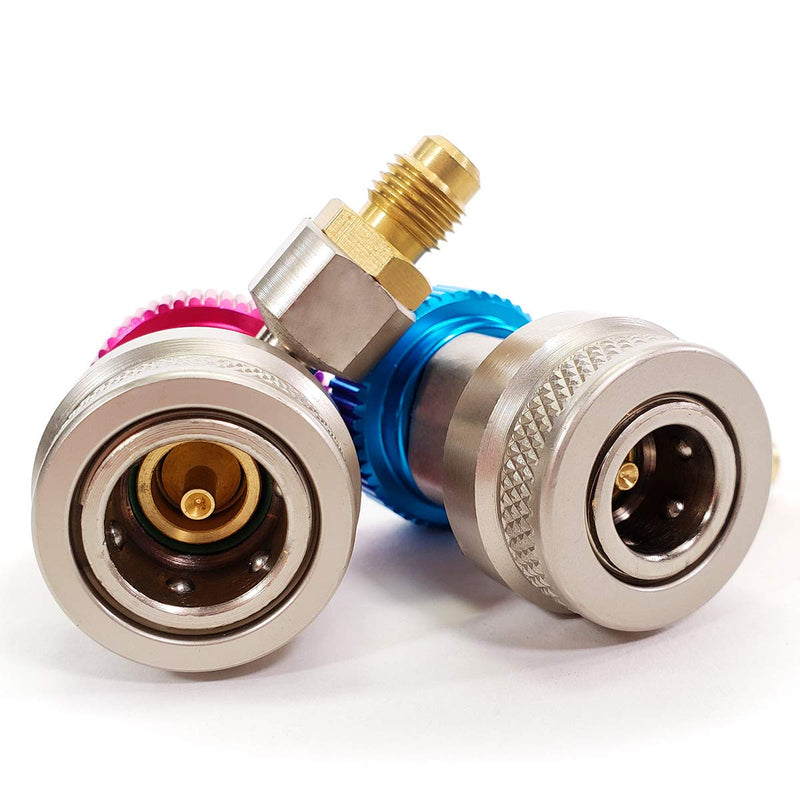 XtremepowerUS 1/4" Deluxe Adjustable AC R134a Quick Coupler HVAC Connector Adapter Set