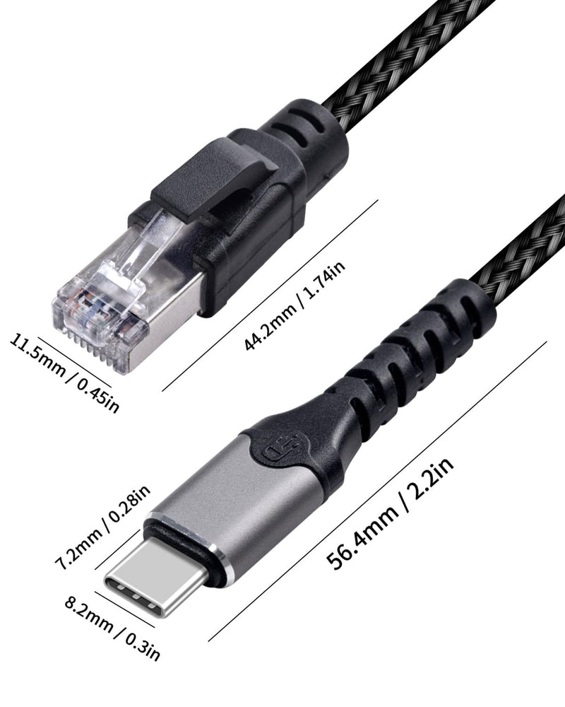 Duttek Gigabit USB C to Ethernet Cable 10FT, RJ45 to USB C Cord Up to1000/ 100/10Mbps Ethernet LAN Network Cable Thunderbolt 3/4 Compatible, for MacBook Pro, iPhone 15 Series, Laptop, PC