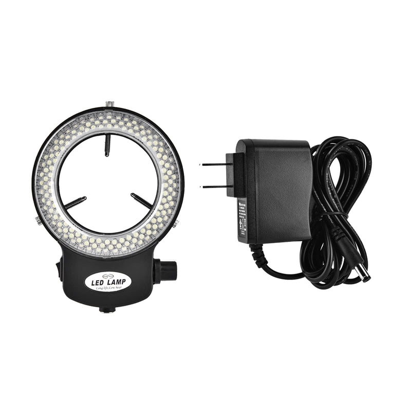 LED Ring Light 144 LED Beads Brightness Adjustable Ring Lamp Light Source for Stereo Microscope Camera(Black US Plug)