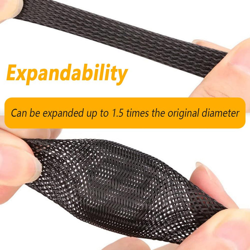 Wire Heat Shield 9.8Ft - 1/2" ID x 10' Spark Plug Wire Heat Shield Wrap Fuel Line Heat Shield Sleeve - Automotive Heat Shield for Protecting Car Accessories (Black) Black