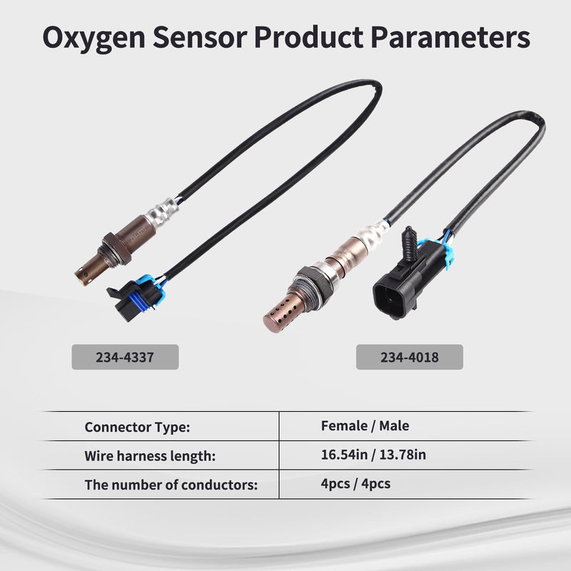 O2 Oxygen Sensor Upstream and Downstream Fits for Chevy Silverado Suburban 1500 2500 3500 HD Tahoe, for GMC Sierra Yukon XL 1500 2500, for Cadillac Escalade ESV EXT 2006-2007 234-4337 234-4018 4Pc