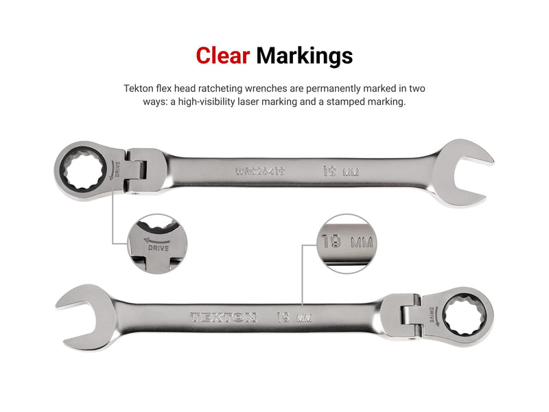 TEKTON 15/16 Inch Flex Head Ratcheting Combination Wrench | WRC26324 15/16-Inch