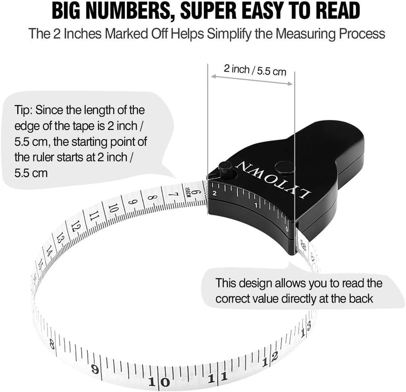 Automatic Telescopic Tape Measure, Body Measure Tape 60 inch (150cm), Self-Tightening Retractable Measuring Tape for Body Accurate Way to Track Weight Loss Muscle Gain by One Hand, 4 Piece Black+Black