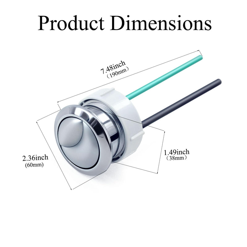 Dual Flushing Toilet Push Button Spare Parts, Top Toilet Button Replacement, Compatible with Geberit & Kohler, Satin Chrome, 1.5inch (38mm) Hole, Toilet Tank Lid (2-Pack) 38mm 2-pack