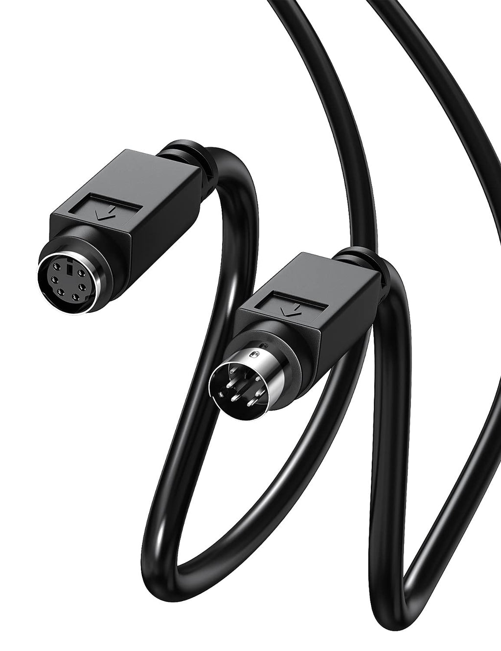 Copper Wires PS/2 Male to Female Extension Cable, Mini Din 6 pin Cable for Computer PC Keyboard/Mouse/KVM & More 10ft in Black