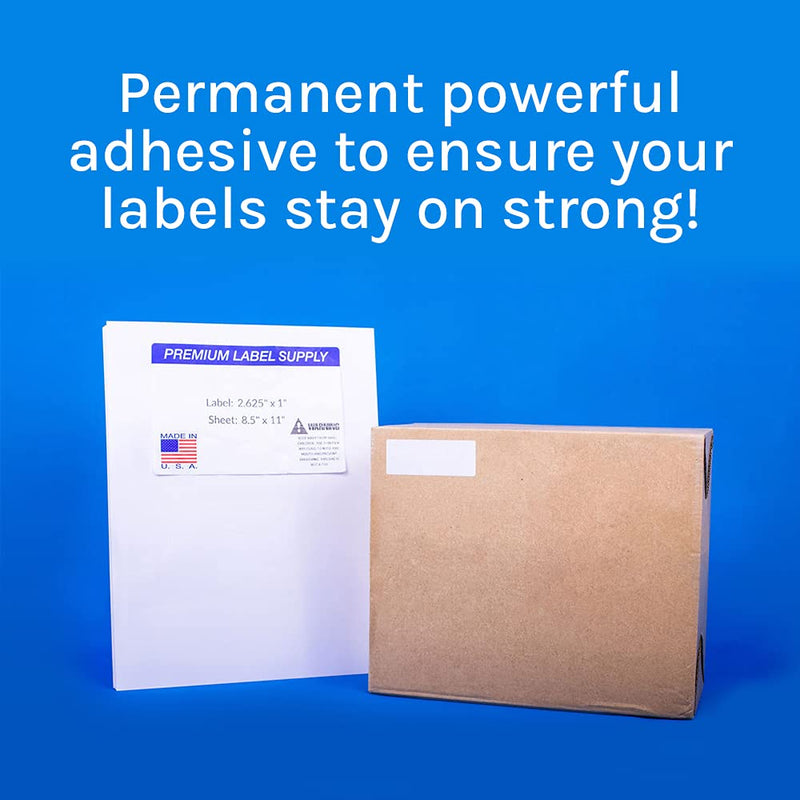 Premium Label Supply White Address Sticker Labels – 2.625" x 1" – Laser/Inkjet Compatible – (30 per Sheet), 25 Sheets - 750 Total Adhesive FBA Labels 750 Labels