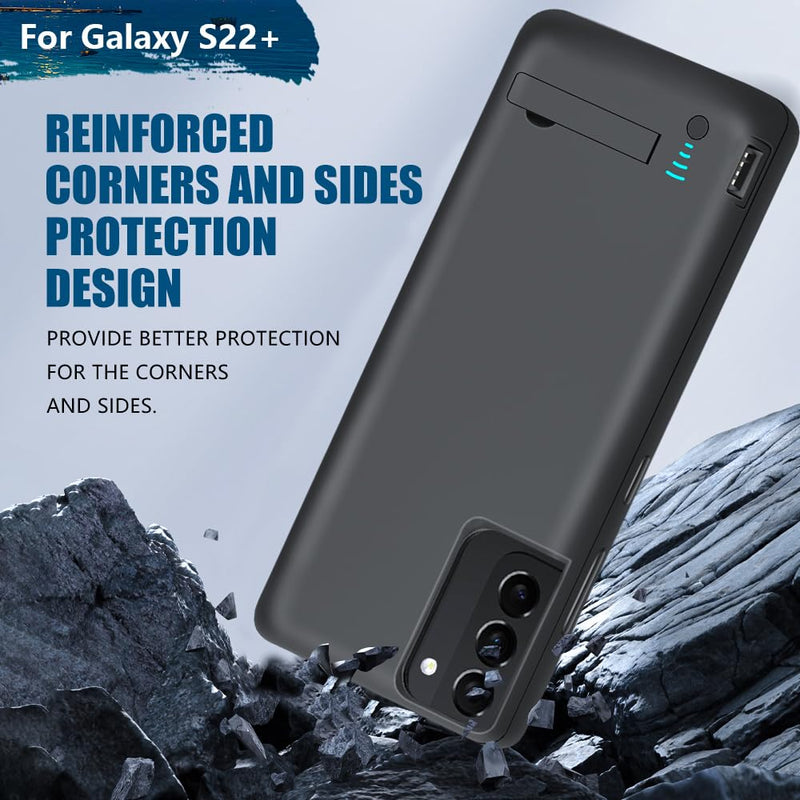 Sitong [New Battery Case for Samsung Galaxy S22+, 5000mAh Rechargeable Extended Battery Charging Charger Case, Add 100% Extra Juice (6.6 Inches) Black