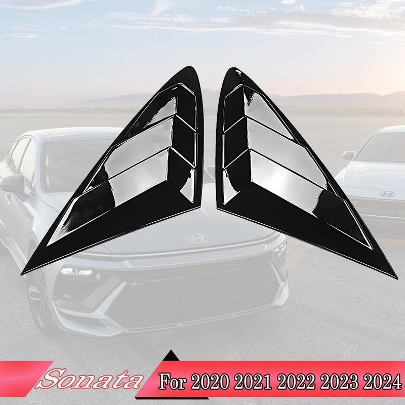 2Pcs Rear Side Window Louvers Air Vent Scoop Shades Cover Blinds Trim for Hyundai Sonata DN8 2020-2025 - ABS Bright Black Sport Interior Accessories（NOT fit N Line Models） For 2020-2024 Hyundai Sonata