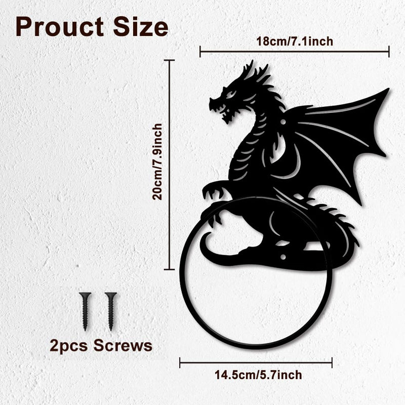 MAYJOYDIY Dragon Pattern Towel Ring Metal Hand Towel Holder Flying Dragon Side Towel Ring Wall Mounted Animal Hand Towel Holder Metal Round Towel Rack for Bathroom Home Hanging Accessories