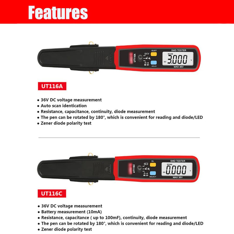 Parasitic Draw Fuse Tester Automotive, 2026 New Component Multi-Function Tester, for Mini, Maxi & ATC Fuses Live Current Readings up to 80A, Replaceable Tips, Highly Precise, Wide-Range (UT116A)