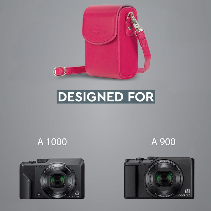 MegaGear Nikon Coolpix A900 Leather Camera Case With Strap - Hot Pink - MG1256 One size