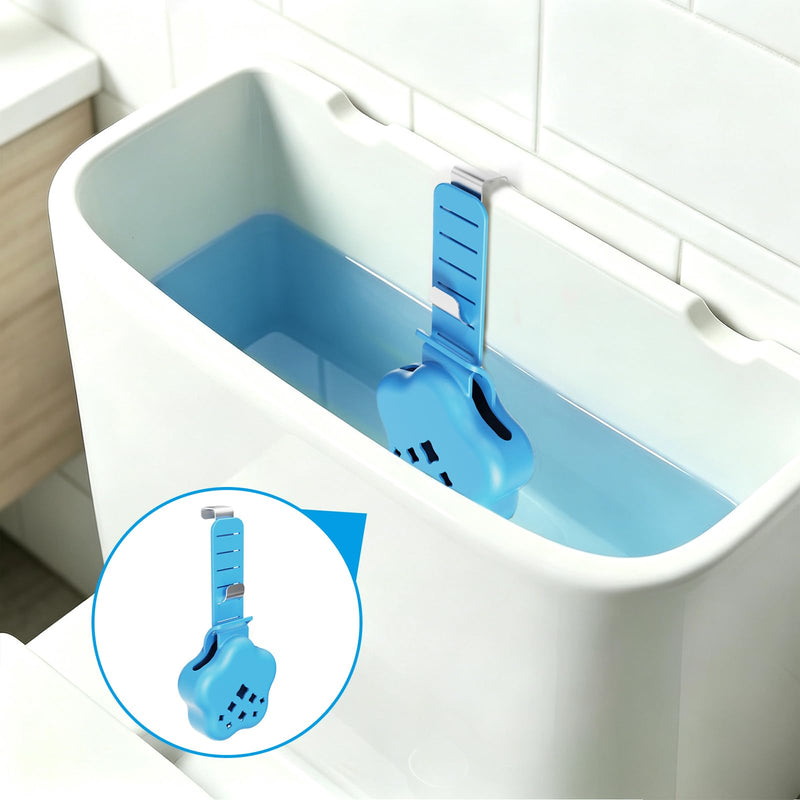Adjustable Toilet Tank Tablet Holder, 2 Pcs, Silicone | Hanging Silicone Basket with Rust-Resistant Hook for Bowl Cleaner Tablets, Prevents Residue in Water Tank Blue-Star Style 2 Pc