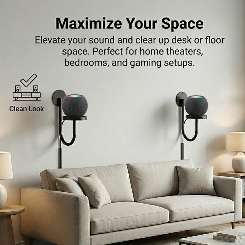 DAWASAPAT Small Speaker Wall Mount Holder Pair for Samsung, Roku, Sony, JBL, Vizio, LG and More Rear Speakers Save Space, 6.1" x 6.1" Speaker Mounts Easy to Install for Home Theater Surround Sound