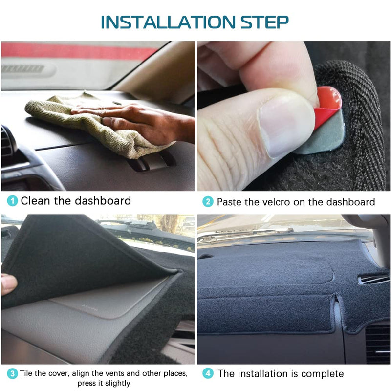 KEDAKEJI Black Dash Cover Fit Compatible with 2007-2014 Chevy Tahoe, Avalanche, Suburban, GMC Yukon/Yukon XL, Sierra & Silverado LTZ, Dashboard Cover Carpet 2007-2014 Chevy and GMC