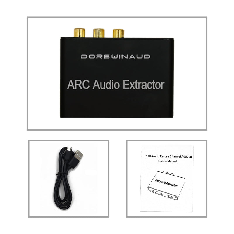 HDMI ARC Audio Converter, 192KHz / ARC to Optical/Coaxial/RCA/3.5mm Jack Compatible for TV/Projector/Speaker/Soundbar/Amplifier/Headset/Black