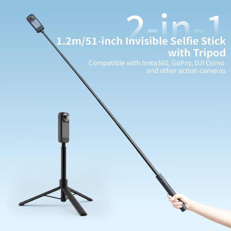 Camera Protective Kit Compatible with insta 360 x5 accessories Starter Kit include（Silicone Case,Screen Protector,Lens Guard,1.2M Invisible Selfie Stick with Tripod）for 360 X5 Action Camera