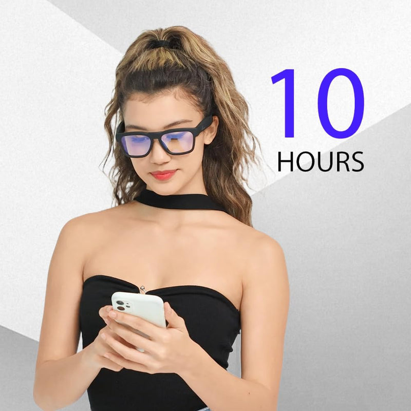 OhO Smart Glasses,Polarized Sunglasses with Bluetooth Speaker,Athletic/Outdoor UV Protection and Voice Control,Unisex(Transitional Blue Light Lens) Black-blue Light &Transitional Lens