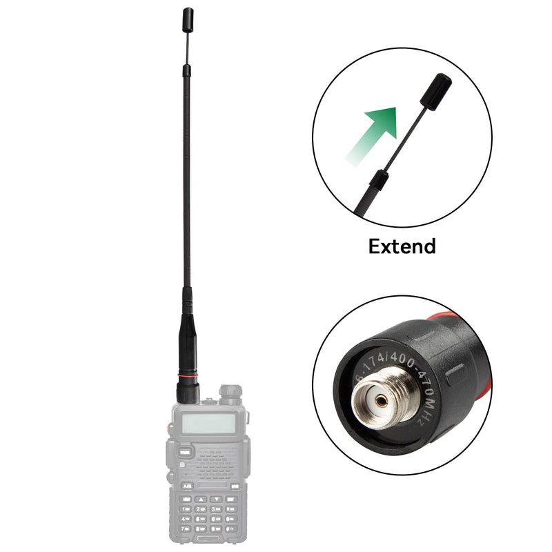 VHF UHF 144/430MHz Antenna SMA Female, Dual Band Ham Radio Antenna Retractable for Two Way Radio Walkie Talkie Amateur Radio