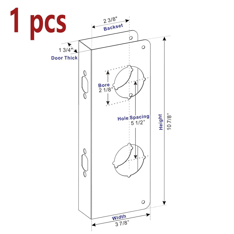 Semetall Door Guard Reinforcer,5-1/2" Door Hole,2-3/8" Backset,Black | Repair Doors, Add Extra Security to Your Home and Prevent Unauthorized Entry 5-1/2" x 2-3/8" Black