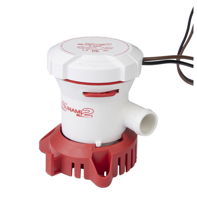 Attwood 5606-7 Tsunami Mk2 T500, 12V, Manual Bilge Pump, 500 GPH, with Fittings (Elbow & Straight), Direct Replacement for Attwood 4606-7 T500 - 12V, 500 GPH