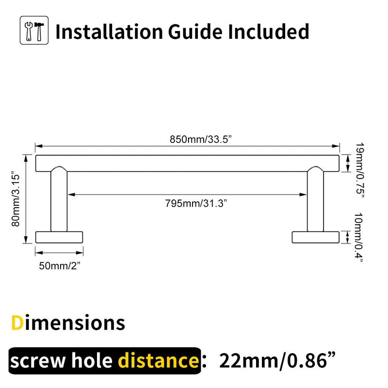 GERZWY Bathroom Towel Bar 33" Stainless Steel Towel Bar Matte Black Contemporary Style Wall Mount for Bath Kitchen AG1101C85-BK 33 Inch (Pack of 1)