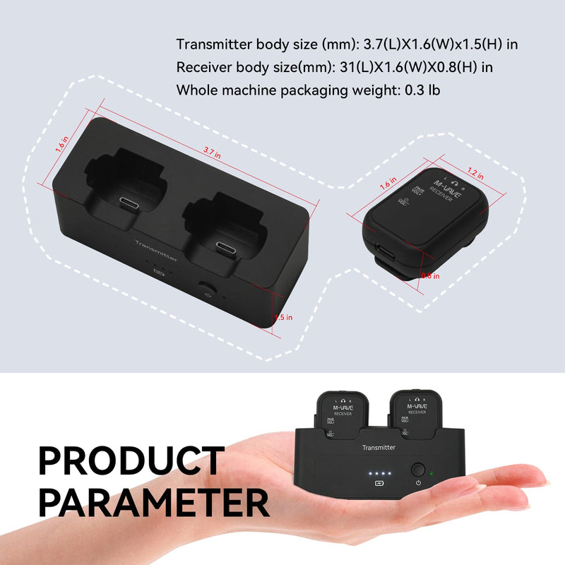 M-VAVE 2.4GHz Wireless in-Ear Monitor System Transmitter Receiver Auto-Pairing, 2.4G Stereo IEM System Low Latency in-Ear Guitar Studio Live Performance SWS-12 One to More