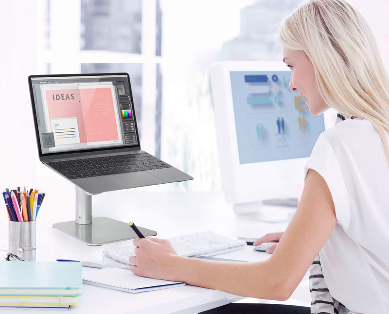 Mount-It! Adjustable Height Laptop Stand for MacBook | Ergonomic Laptop Stand Riser | Tilted Laptop Lift for MacBook Air, MacBook Pro and 11-15 inch Laptops