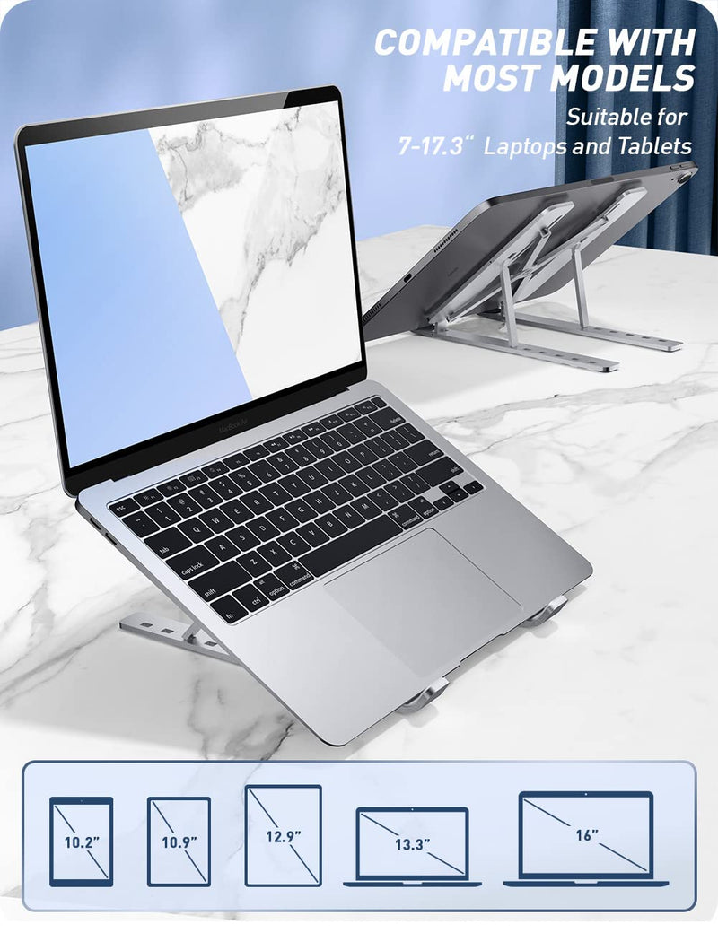 i-Blason Cosmo Laptop Stand, Adjustable Aluminum Alloy Laptop Riser Holder with Multi-Angle Stand Compatible with MacBook Pro/MacBook Air, 7-17.3" Laptops & Tablets (Silver) Silver