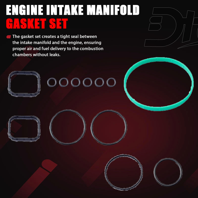 Engine Intake Manifold Gasket Set Compatible with Ford Lincoln Vehicle Edge Explorer F-150 Police Mustang Flex Taurus Transit-150 250 350, MKS MKT MKZ MKX 2011-2020 Replaces# MS97118-1, MS971181