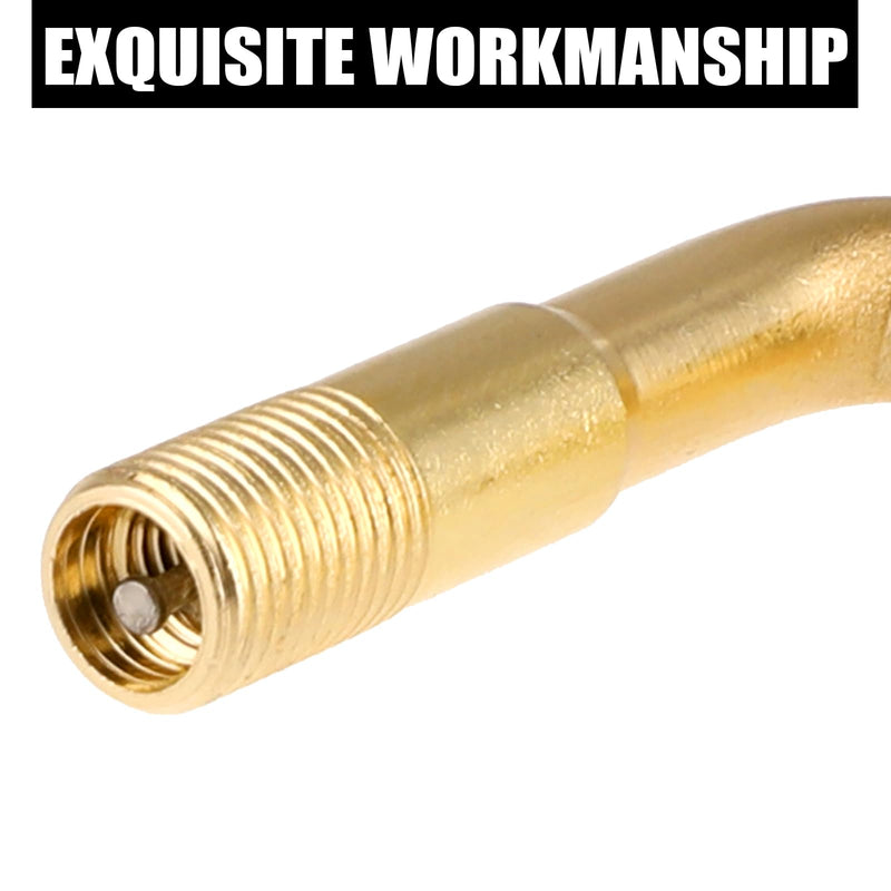 90 Degree Valve Stem Extenders, 2 Pcs Universal Brass Tire Valve Extension Adaptor Metal Valve Stem Extensions for Passenger Cars, Bicycles, Motorcycles, RV, Trailers Gold