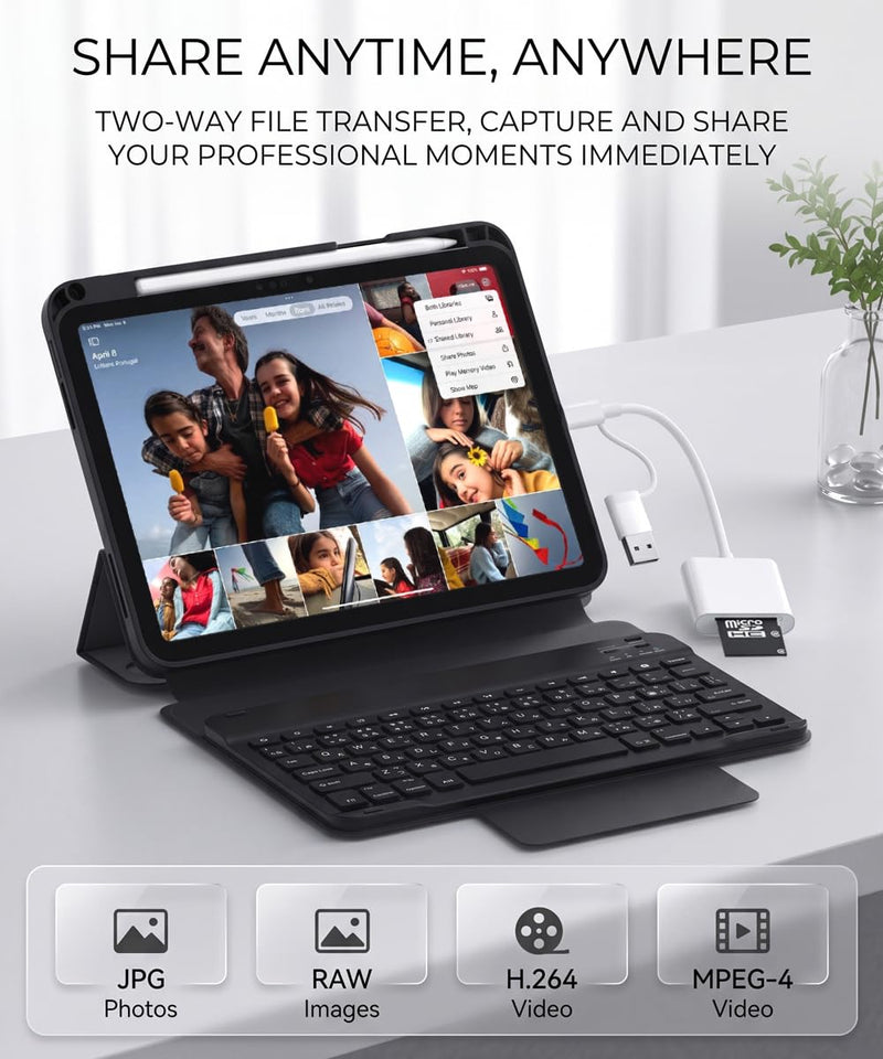 USB C & USB SD Memory Card Reader Digital Camera Viewer Adapter for iPhone | Micro SD and SD Card Reader for iPad, Mac, PC, Android Phone, Plug & Play No App, High Speed Sync, Digital Camera Accessories