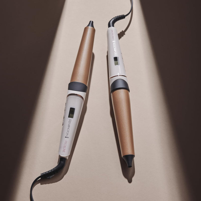 Remington PROluxe Curling Wand (25mm-38mm Barrel, Grip Tech Coating, OPTIheat Technology for Long-Lasting Results, PRO+ 185°C Setting for Healthier Styling, Fast 30 Second Heat Up, 120°C-210°C) CI91X1 Rose Gold Pack of 1 Single