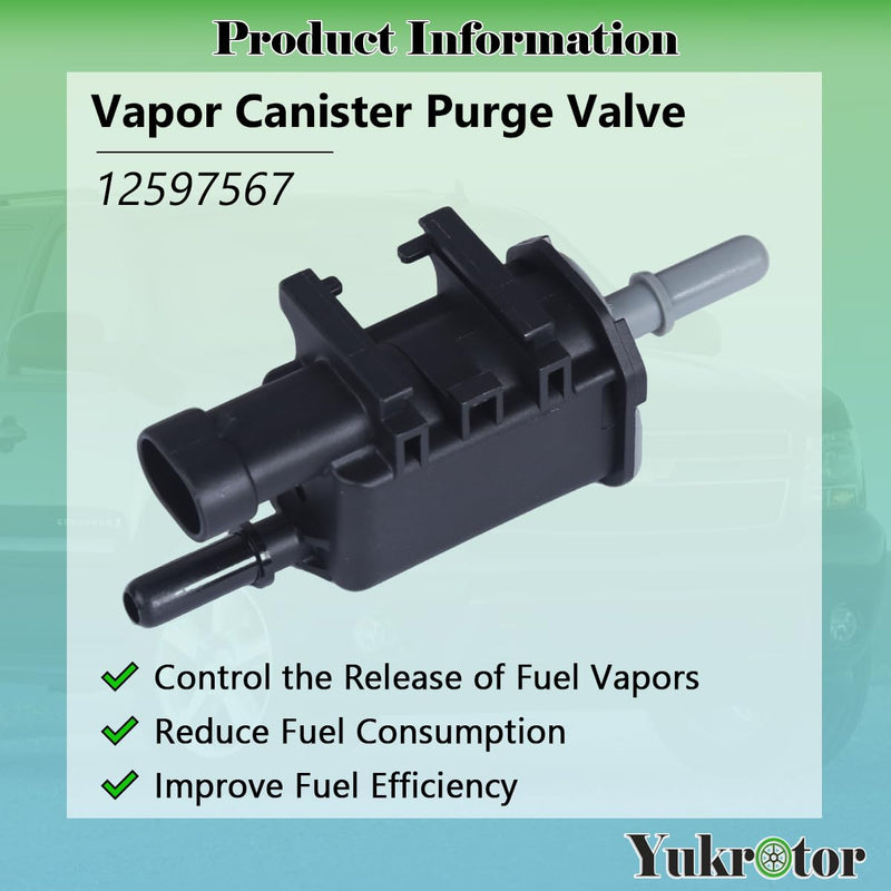 Vapor Canister Purge Valve 12597567 Compatible with Chevy Avalanche Express Silverado Suburban Tahoe GMC Buick Cadillac Isuzu Pontiac Saab Saturn Replaces OE# 214-1680 911-032